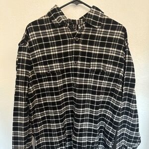 JACHS Flannel Shirt Men's size XLT Button Front Long Sleeve Plaid Black White
